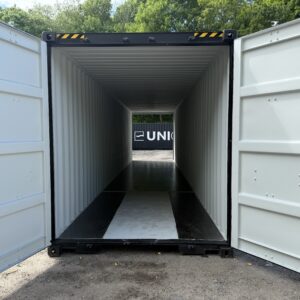 40′ x 8′ x 9.5′ Tall – HIGH CUBE Double Door New / “One Trip” Shipping / Storage Container – BLACK