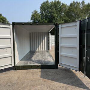 20′ x 8′ x 8.5′ Tall– New **OPEN SIDE**Shipping/Storage Container-STANDARD HEIGHT– Wind and Watertight - GREEN