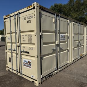 40′ x 8′ x 9.5′ Tall – HIGH CUBE With 4 Doors!! New / “One Trip” Shipping / Storage Container – BEIGE