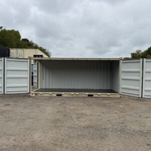 20′ x 8′ x 8.5′ Tall– New **OPEN SIDE**Shipping/Storage Container-STANDARD HEIGHT– Wind and Watertight - BEIGE