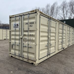 40′ x 8′ x 9.5′ Tall – HIGH CUBE With 4 Doors!! New / “One Trip” Shipping / Storage Container - BEIGE