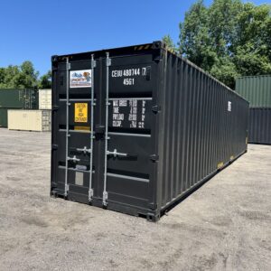 40′ x 8′ x 9.5′ Tall – HIGH CUBE New / “One Trip” Shipping / Storage Container – BLACK