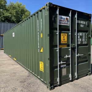 40′ x 8′ x 9.5′ Tall – HIGH CUBE New / “One Trip” Shipping / Storage Container – Green