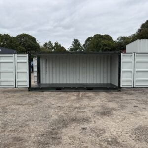 20′ x 8′ x 8.5′ Tall– New **OPEN SIDE**Shipping/Storage Container-STANDARD HEIGHT– Wind and Watertight - GREEN
