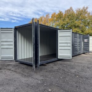 40′ x 8′ x 9.5′ Tall – HIGH CUBE With 4 Doors!! New / “One Trip” Shipping / Storage Container - Gray